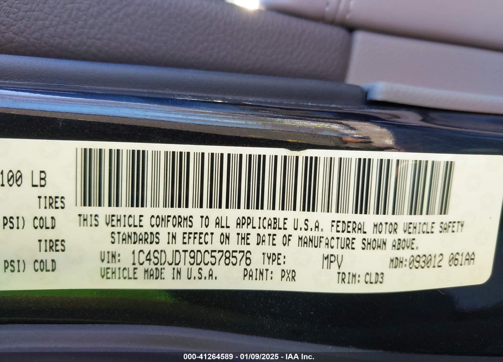 2013 DODGE DURANGO VIN: 1C4SDJDT9DC578576