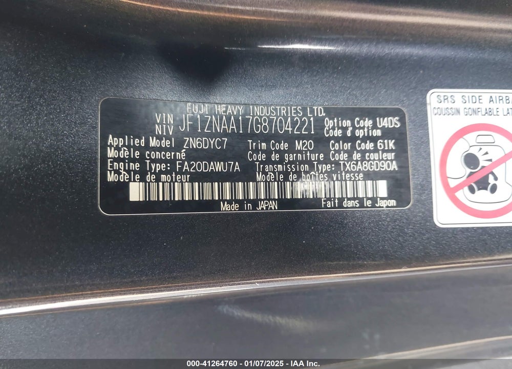 2016 SCION FR-S VIN: JF1ZNAA17G8704221