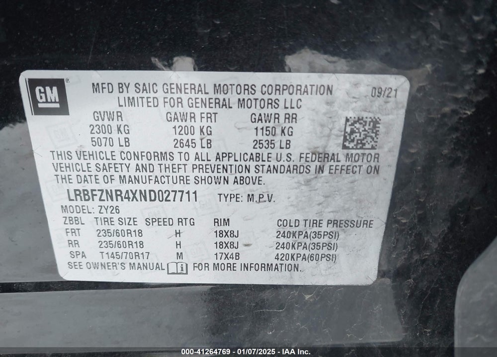 2022 BUICK ENVISION FWD ESSENCE VIN: LRBFZNR4XND027711