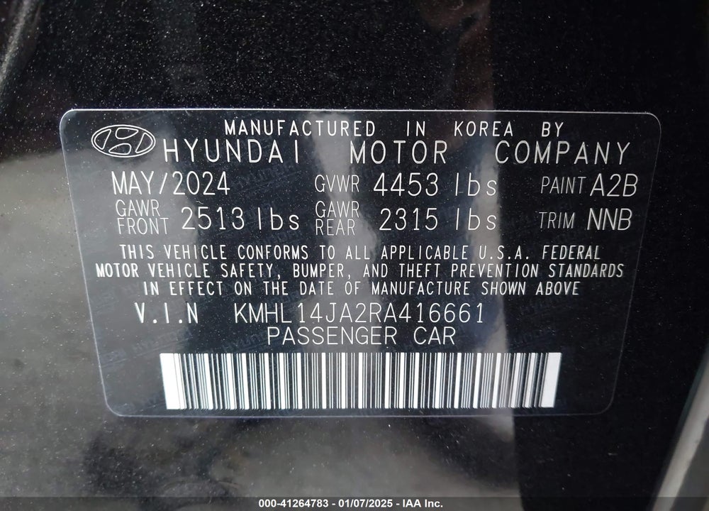 2024 HYUNDAI SONATA SEL VIN: KMHL14JA2RA416661