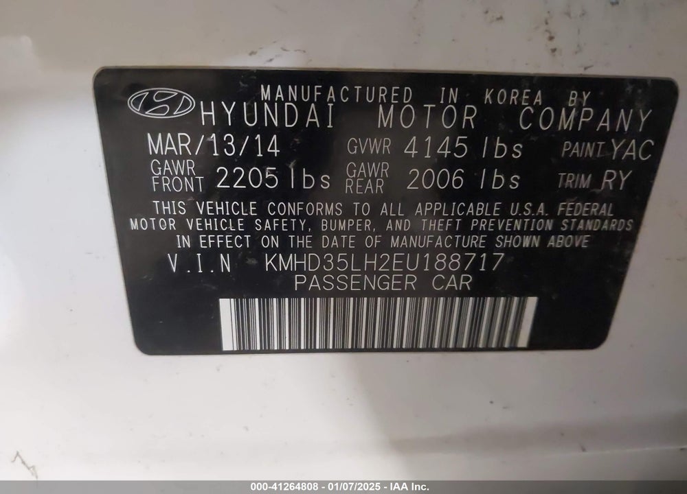 2014 HYUNDAI ELANTRA GT VIN: KMHD35LH2EU188717