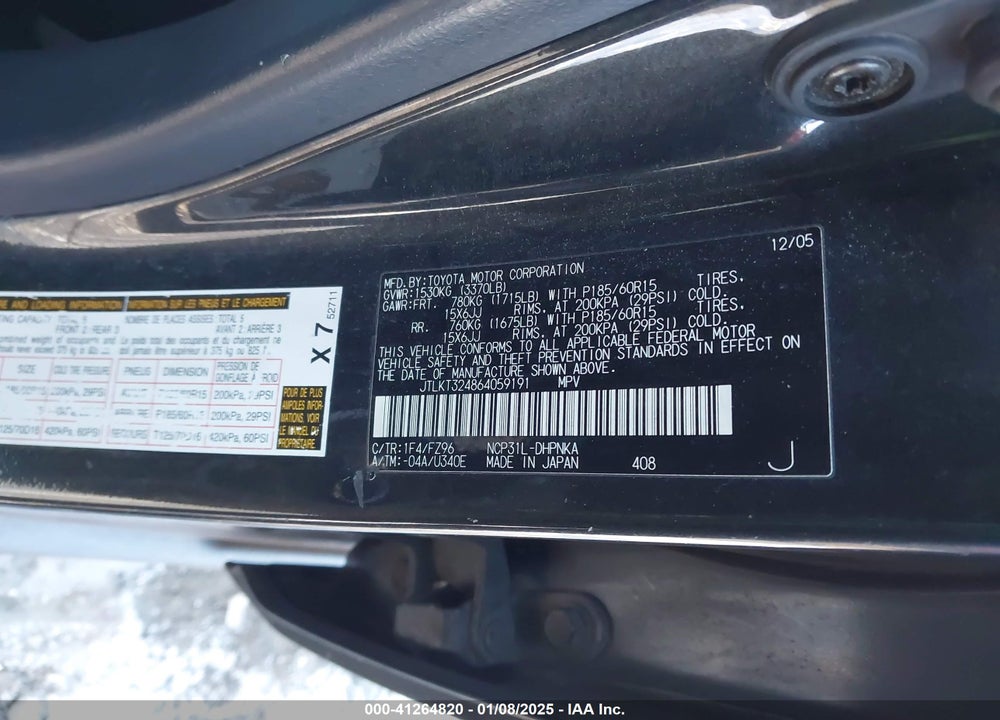 2006 SCION XB VIN: JTLKT324864059191