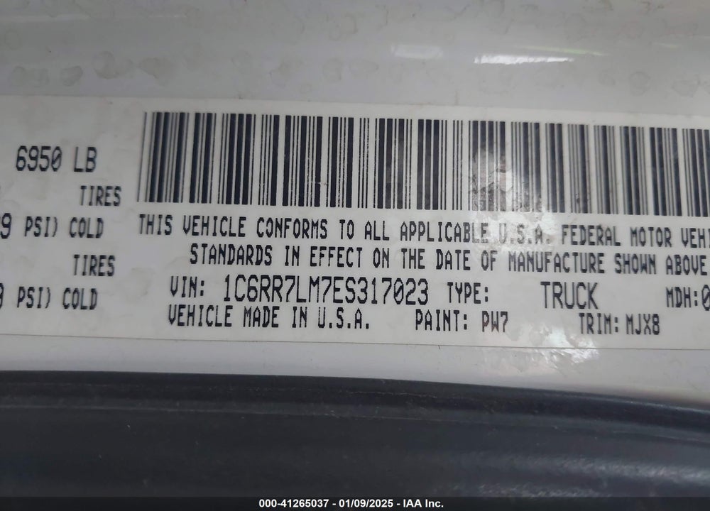 2014 RAM 1500 VIN: 1C6RR7LM7ES317023
