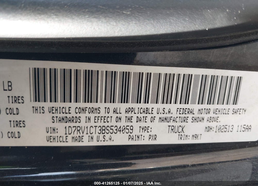 2011 RAM 1500 SLT VIN: 1D7RV1CT3BS534059