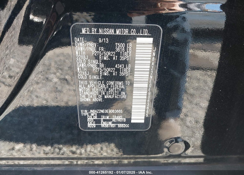 2014 INFINITI QX80 VIN: JN8AZ2NE0E9063665