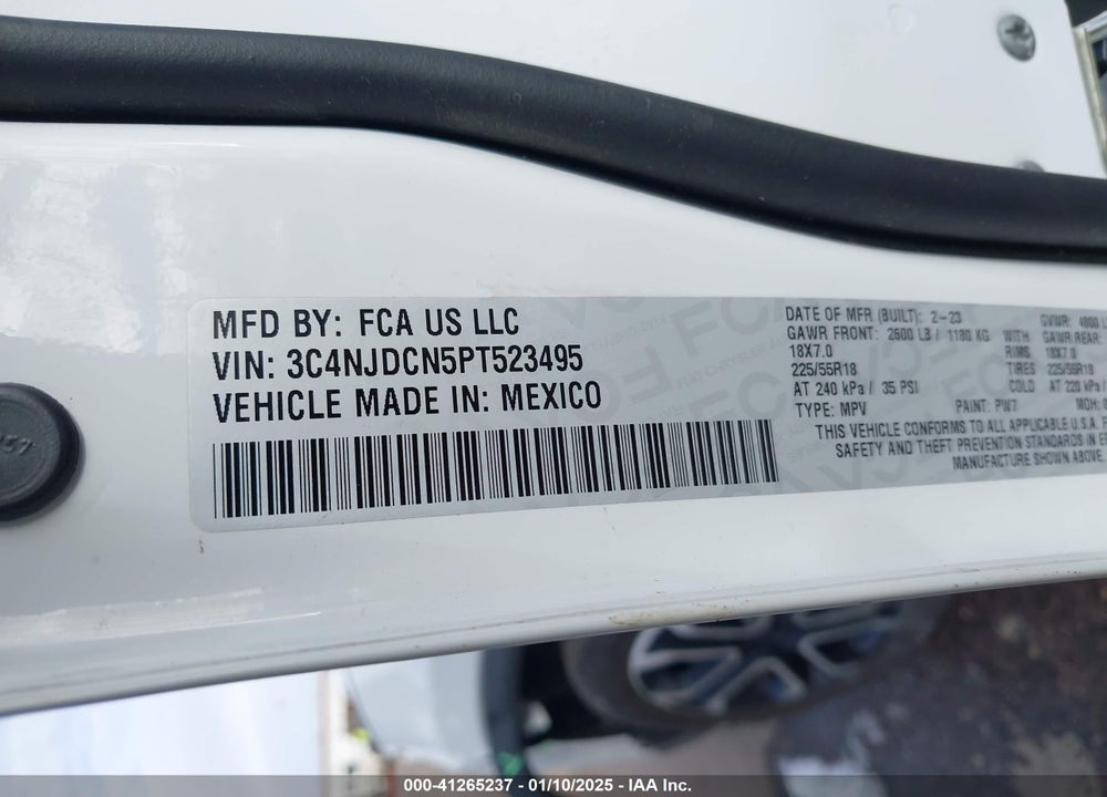 2023 JEEP COMPASS LIMITED 4X4 VIN: 3C4NJDCN5PT523495
