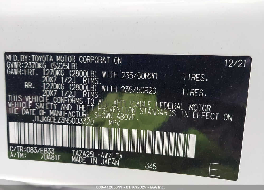 2022 LEXUS NX 350 F SPORT HANDLING VIN: JTJKGCEZ3N5003320