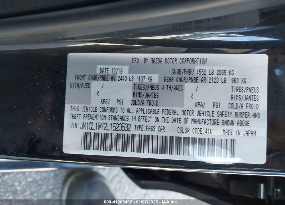 2020 MAZDA MAZDA6 VIN: JM1GL1WY2L1520532