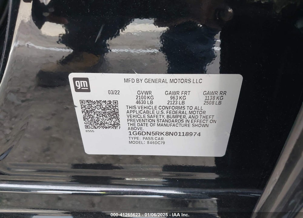 2022 CADILLAC CT5 VIN: 1G6DN5RK8N0118974
