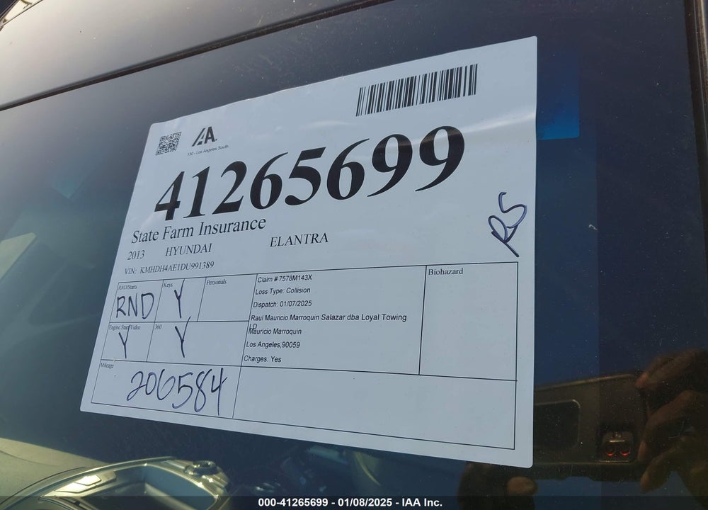 2013 HYUNDAI ELANTRA LIMITED VIN: KMHDH4AE1DU991389