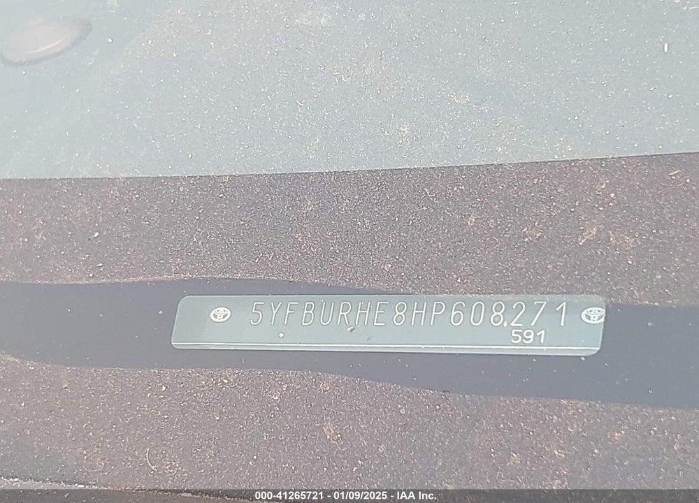 2017 TOYOTA COROLLA VIN: 5YFBURHE8HP608271