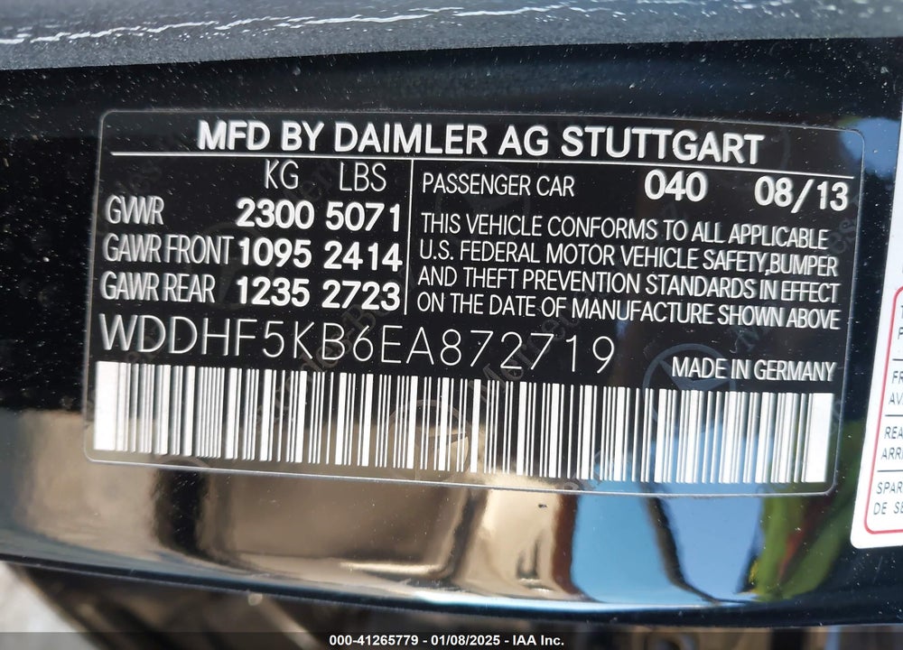 2014 MERCEDES-BENZ E 350 VIN: WDDHF5KB6EA872719