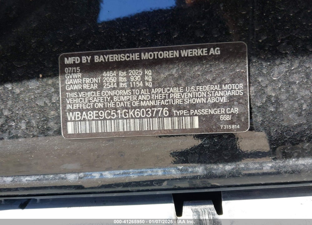 2016 BMW 328I VIN: WBA8E9C51GK603776