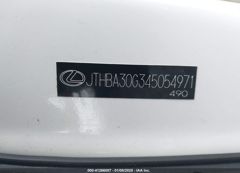 2004 LEXUS ES 330 VIN: JTHBA30G345054971