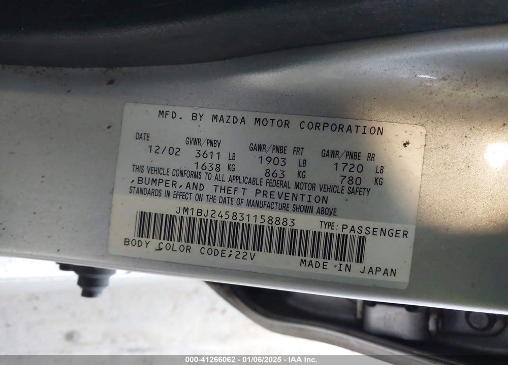 2003 MAZDA PROTEGE5 VIN: JM1BJ245831158883