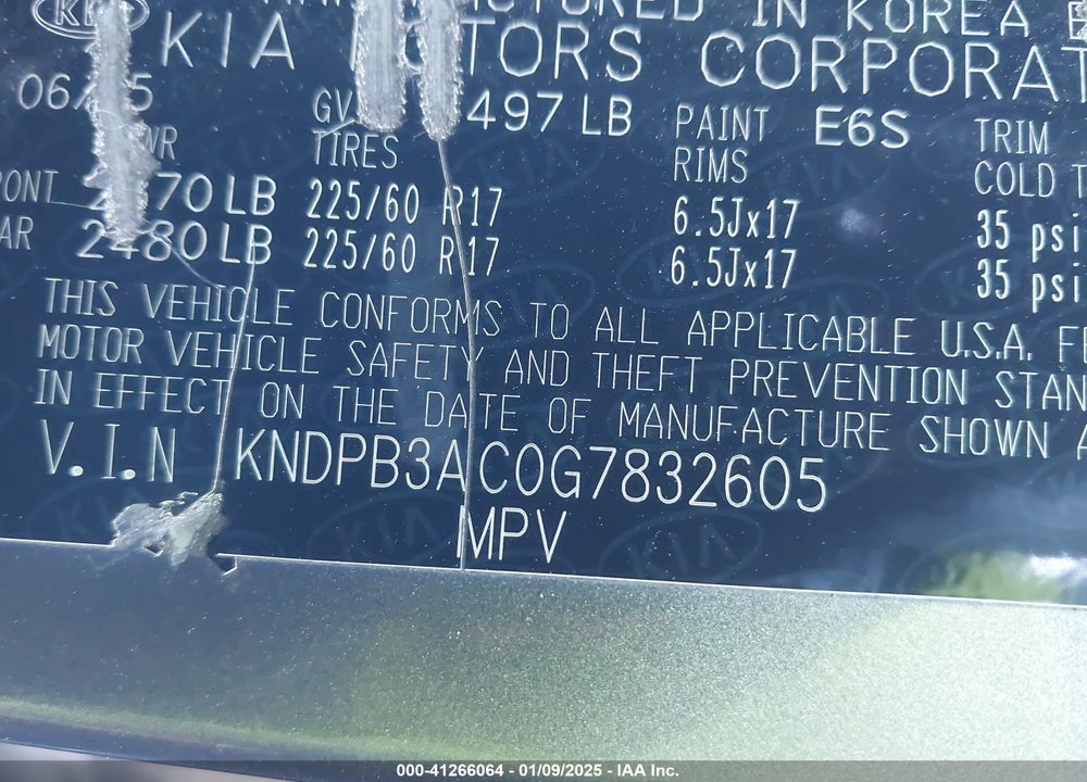 2016 KIA SPORTAGE LX VIN: KNDPB3AC0G7832605