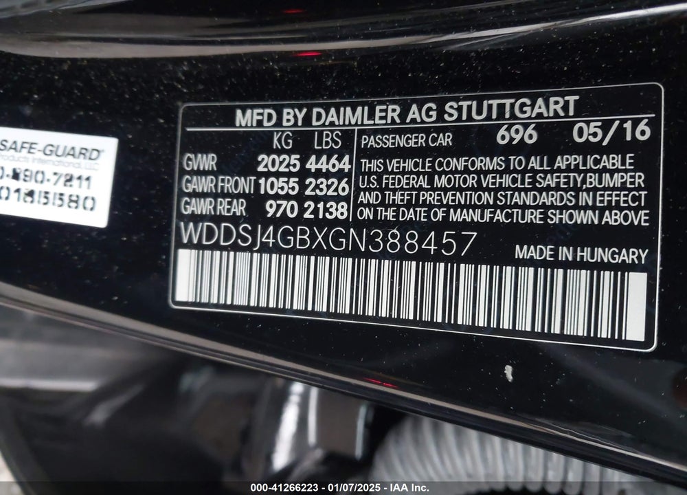 2016 MERCEDES-BENZ CLA 250 4MATIC VIN: WDDSJ4GBXGN388457