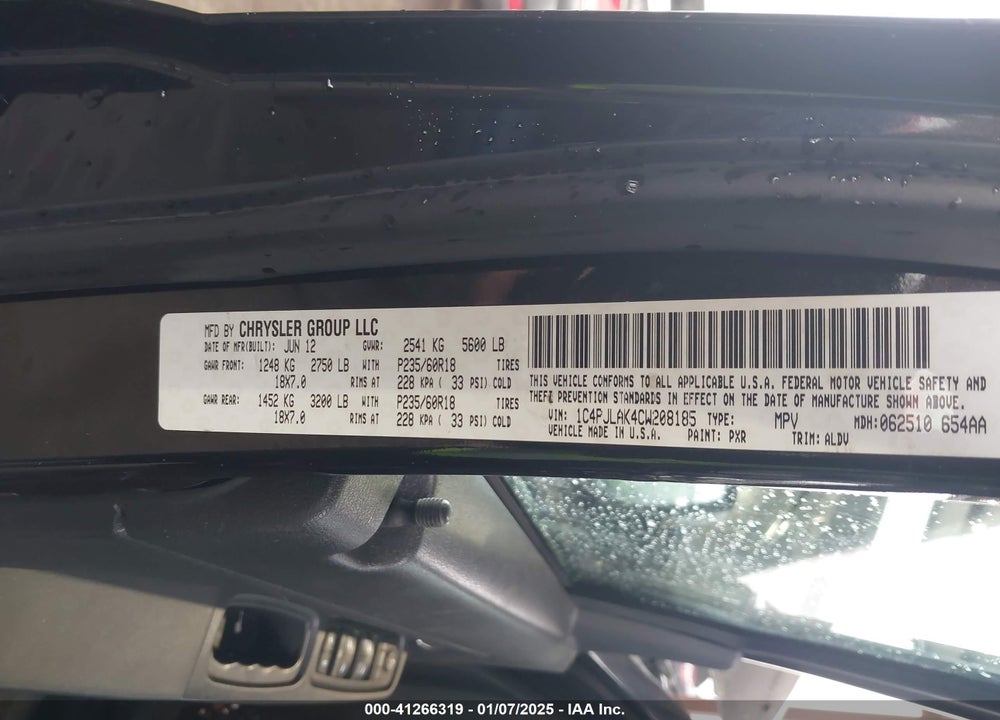 2012 JEEP LIBERTY SPORT VIN: 1C4PJLAK4CW208185