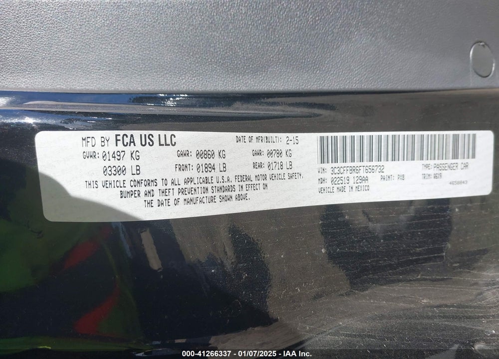2015 FIAT 500 SPORT VIN: 3C3CFFBR6FT656732