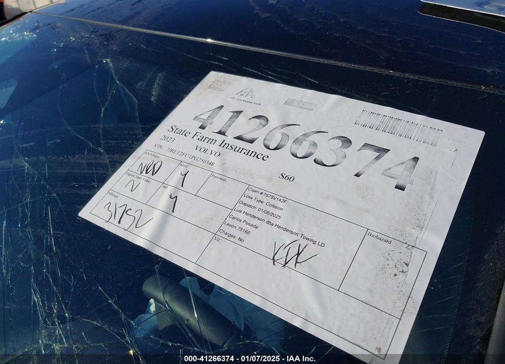 2023 VOLVO S60 VIN: 7JRL12FU1PG250348