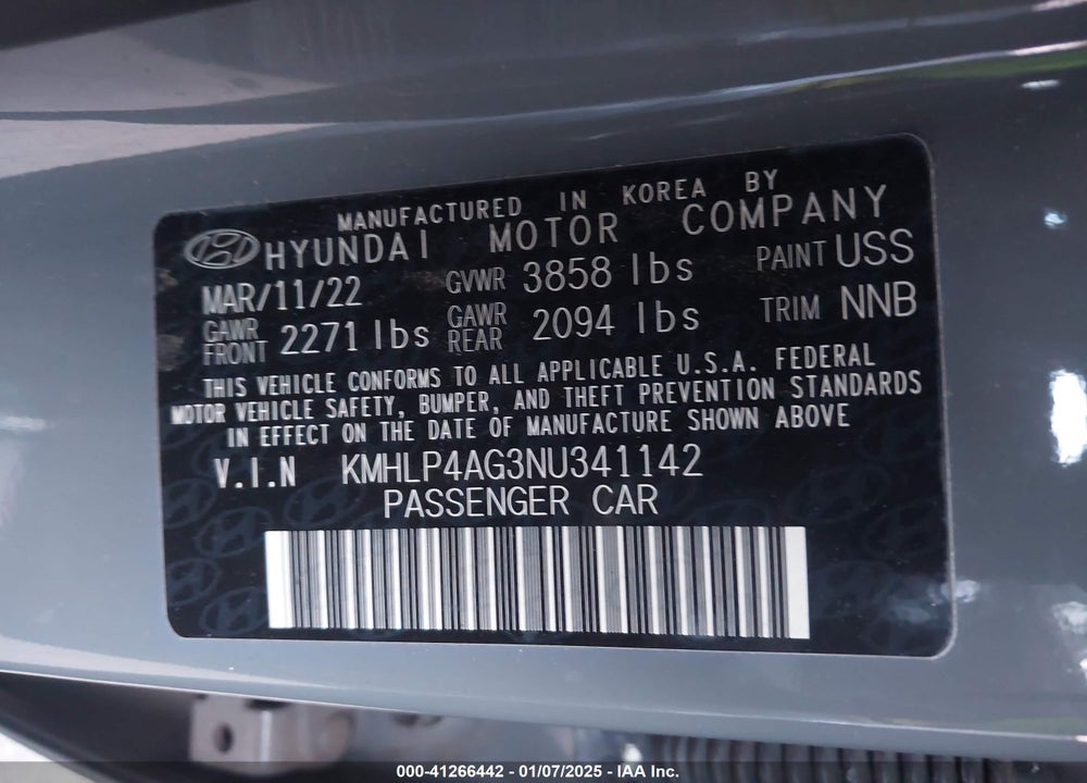 2022 HYUNDAI ELANTRA LIMITED VIN: KMHLP4AG3NU341142