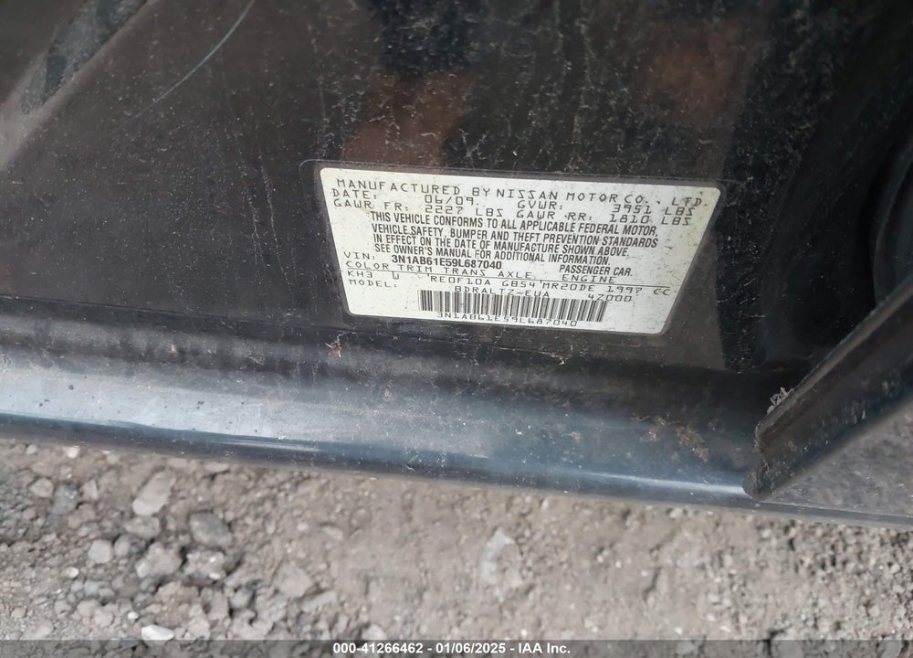 2009 NISSAN SENTRA VIN: 3N1AB61E59L687040