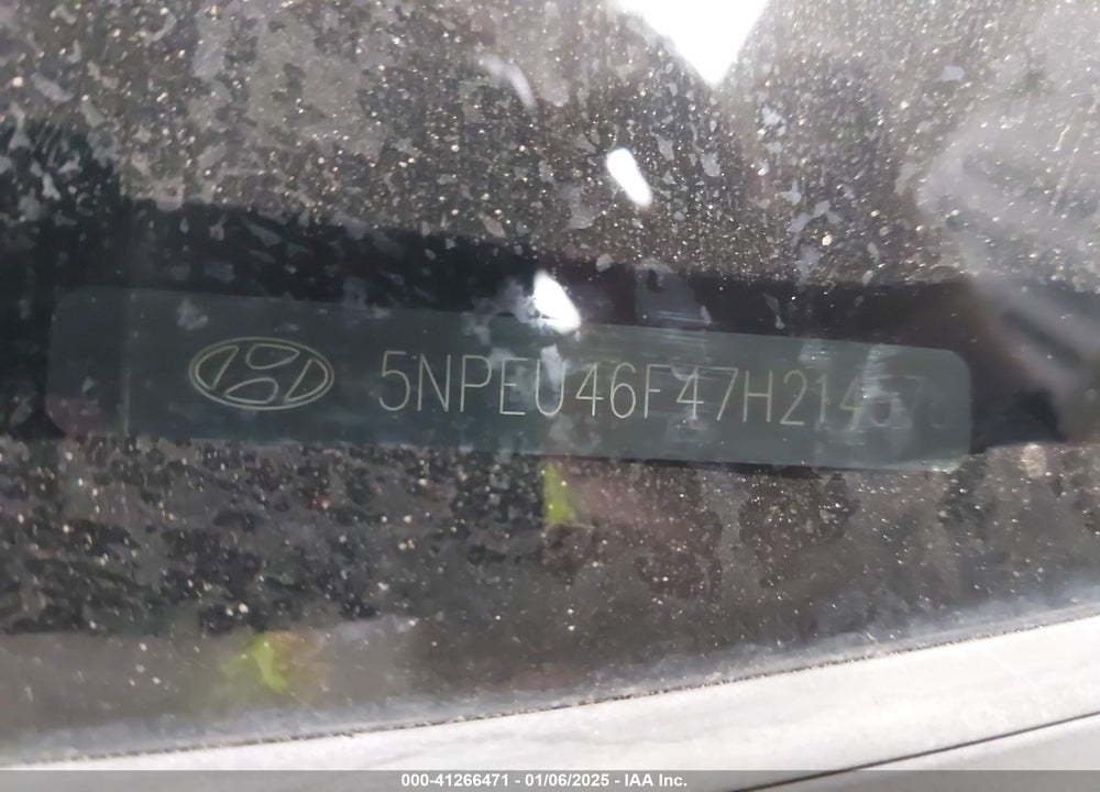 2007 HYUNDAI SONATA LIMITED/SE V6 VIN: 5NPEU46F47H214578