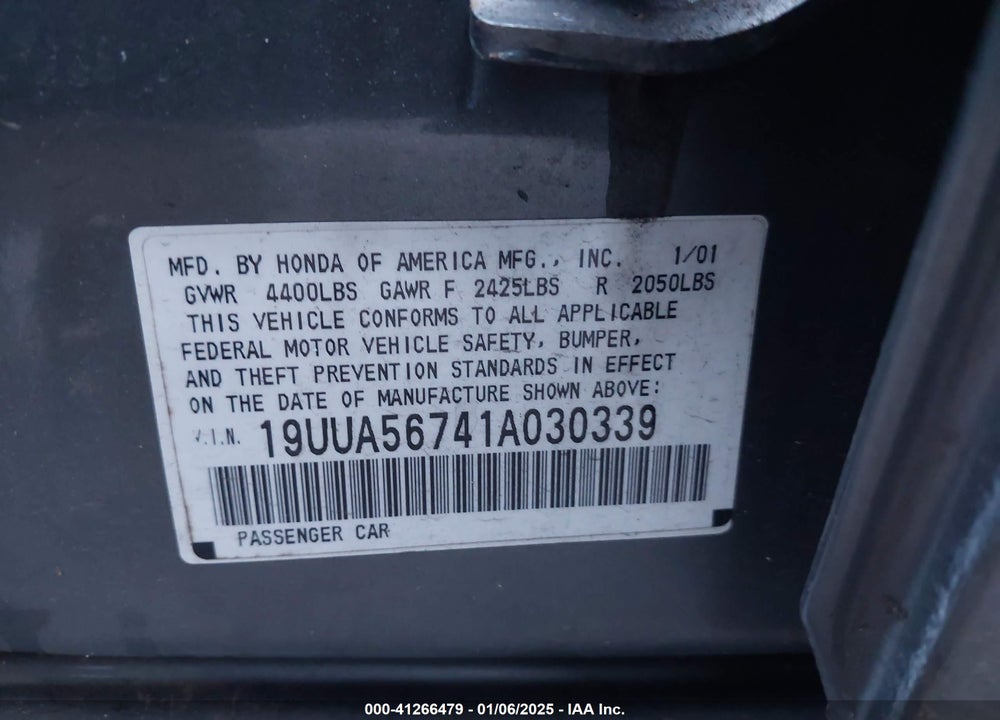 2001 ACURA TL 3.2 VIN: 19UUA56741A030339