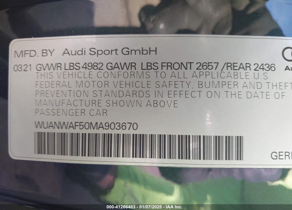 2021 AUDI RS 5 VIN: WUANWAF50MA903670