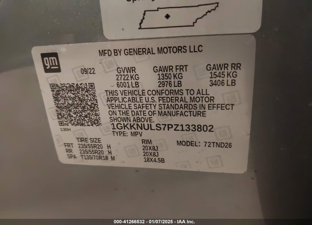 2023 GMC ACADIA AWD SLT VIN: 1GKKNULS7PZ133802