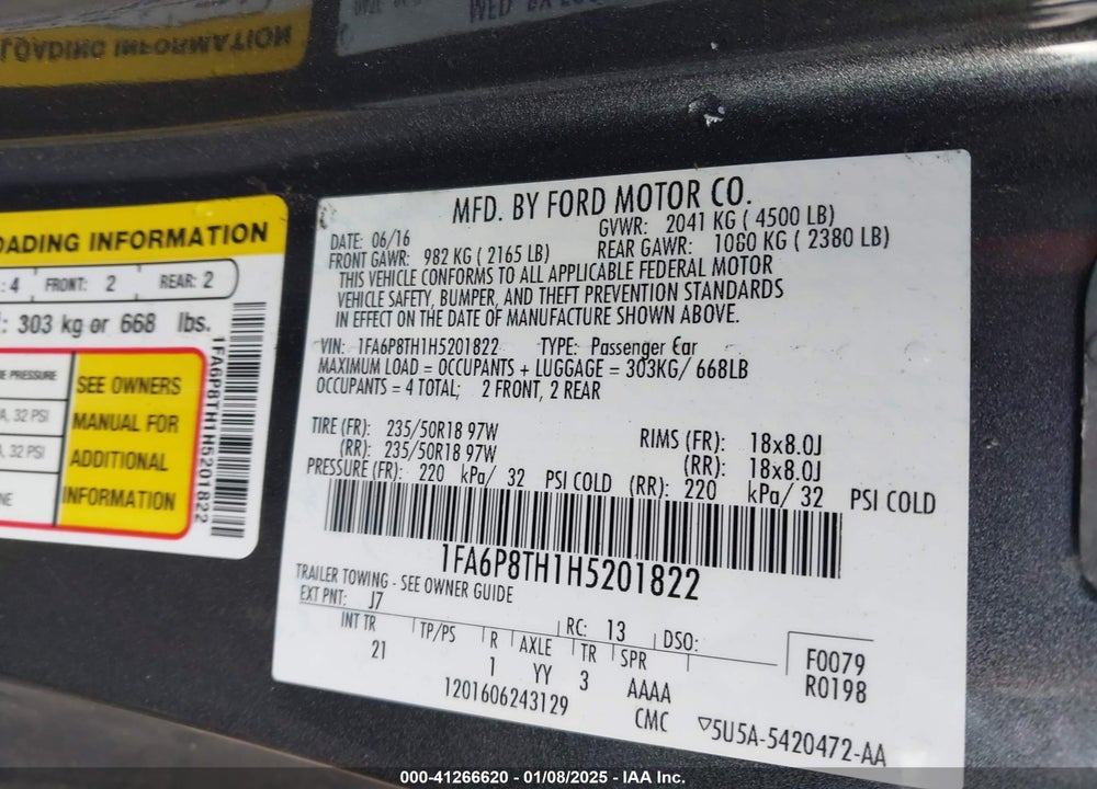 2017 FORD MUSTANG ECOBOOST VIN: 1FA6P8TH1H5201822