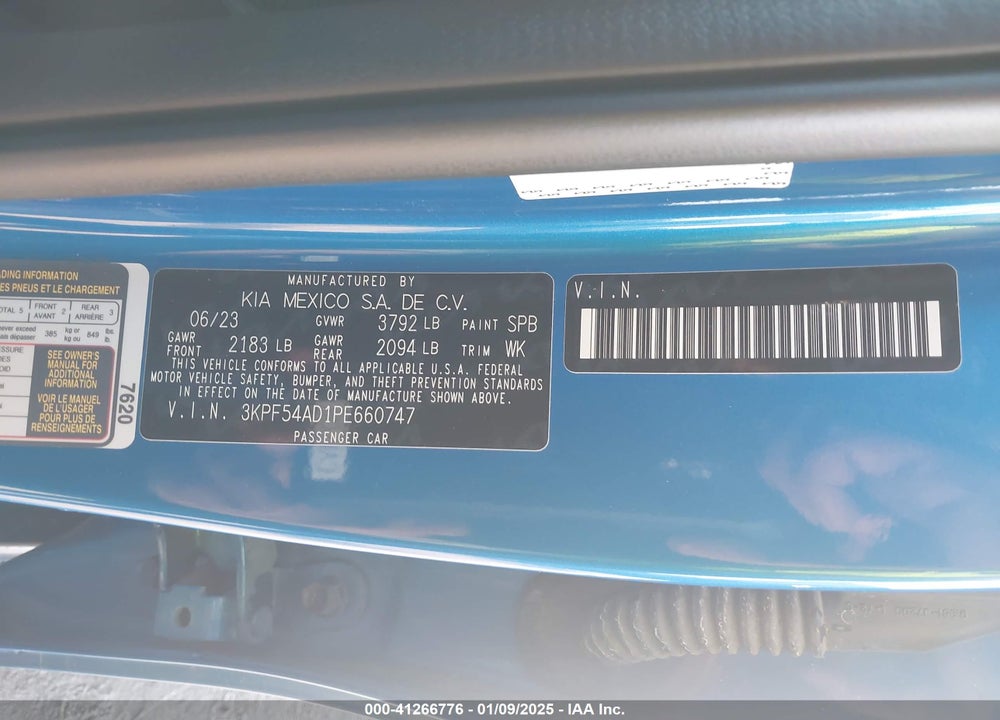 2023 KIA FORTE VIN: 3KPF54AD1PE660747