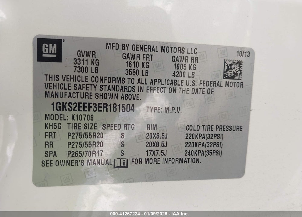 2014 GMC YUKON DENALI VIN: 1GKS2EEF3ER181504