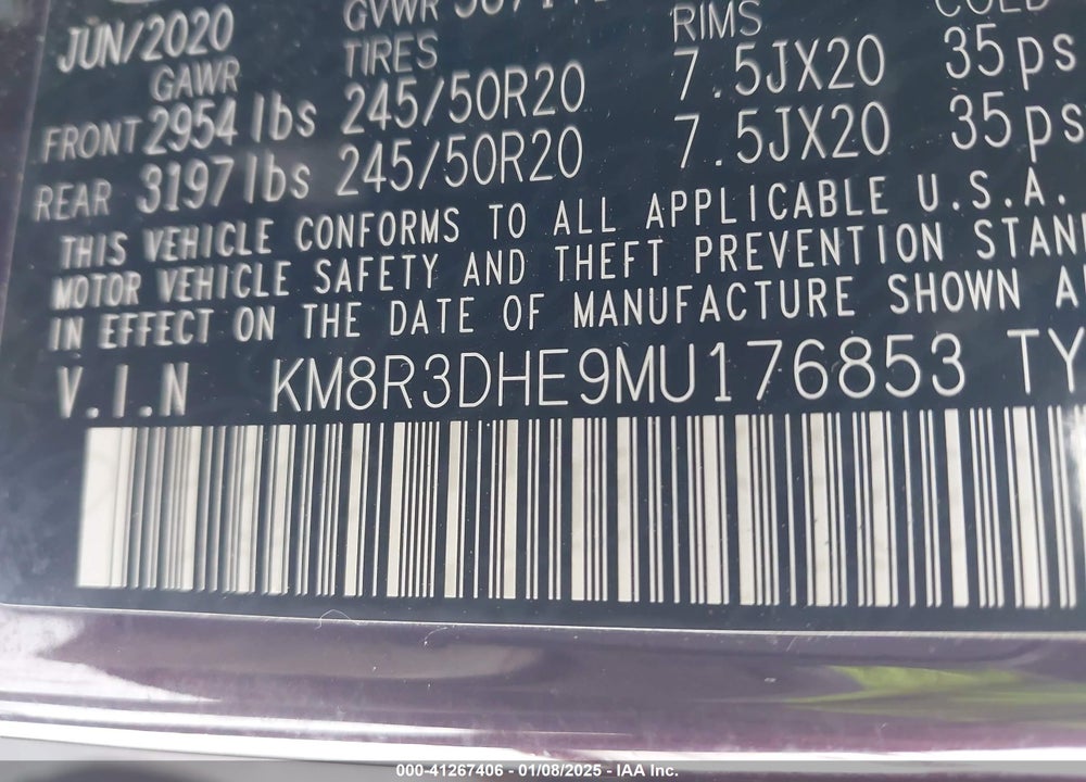 2021 HYUNDAI PALISADE SEL VIN: KM8R3DHE9MU176853