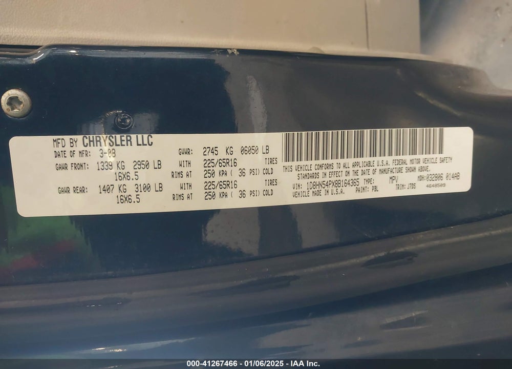 2008 DODGE GRAND CARAVAN VIN: 1D8HN54PX8B164365
