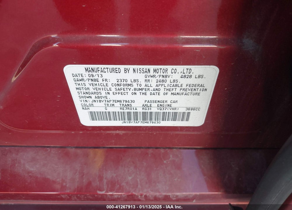 2014 INFINITI Q50 VIN: JN1BV7AP7EM679430