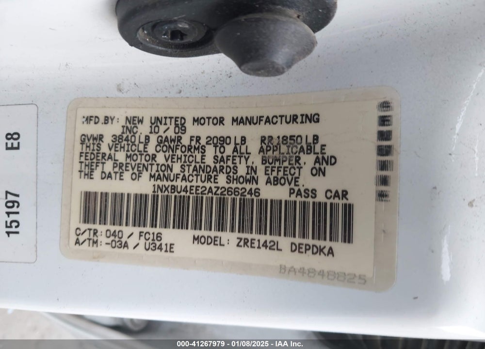2010 TOYOTA COROLLA LE VIN: 1NXBU4EE2AZ266246