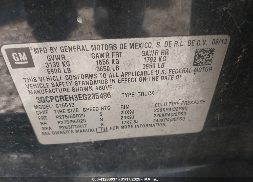 2014 CHEVROLET SILVERADO 1500 VIN: 3GCPCREH3EG235486