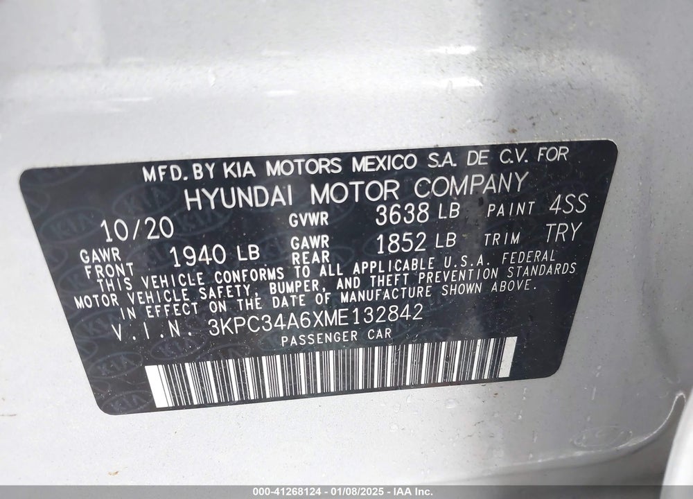 2021 HYUNDAI ACCENT VIN: 3KPC34A6XME132842