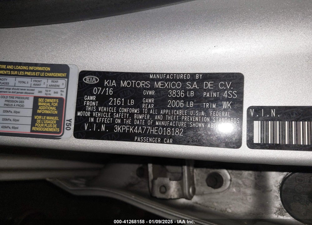 2017 KIA FORTE LX VIN: 3KPFK4A77HE018182
