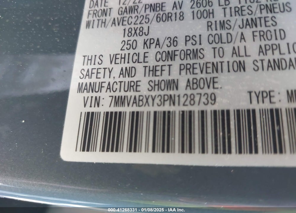 2023 MAZDA CX-50 2.5 TURBO MERIDIAN EDITION VIN: 7MMVABXY3PN128739