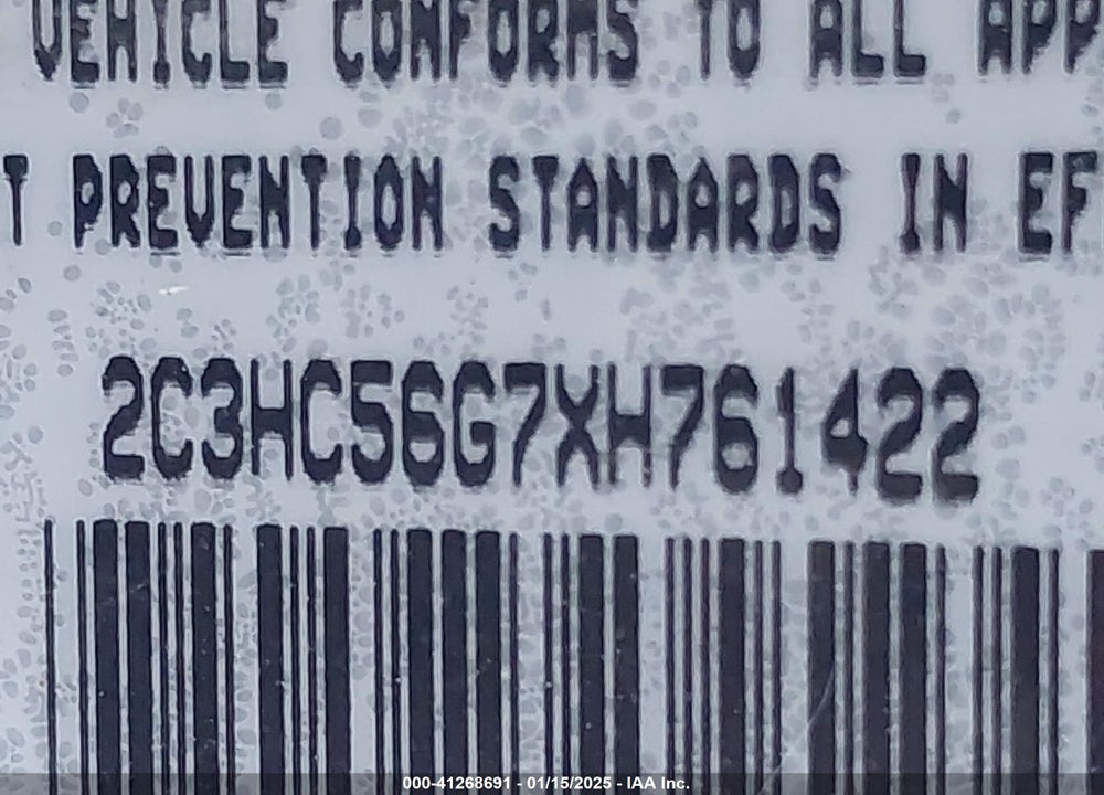 1999 CHRYSLER LHS VIN: 2C3HC56G7XH761422