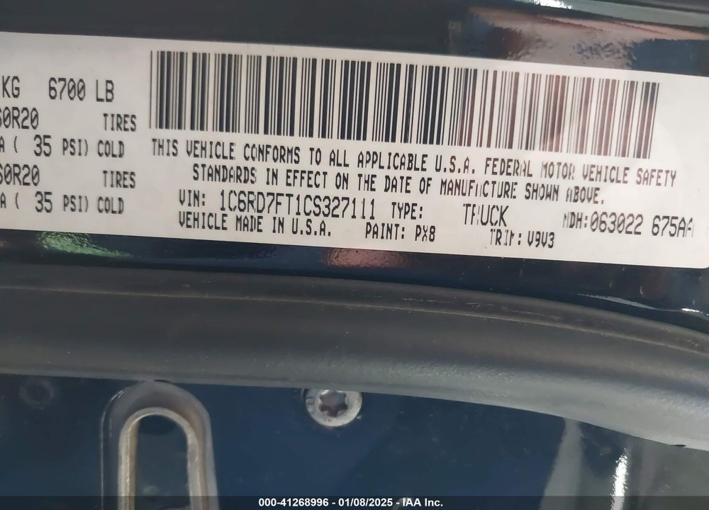 2012 RAM 1500 ST VIN: 1C6RD7FT1CS327111