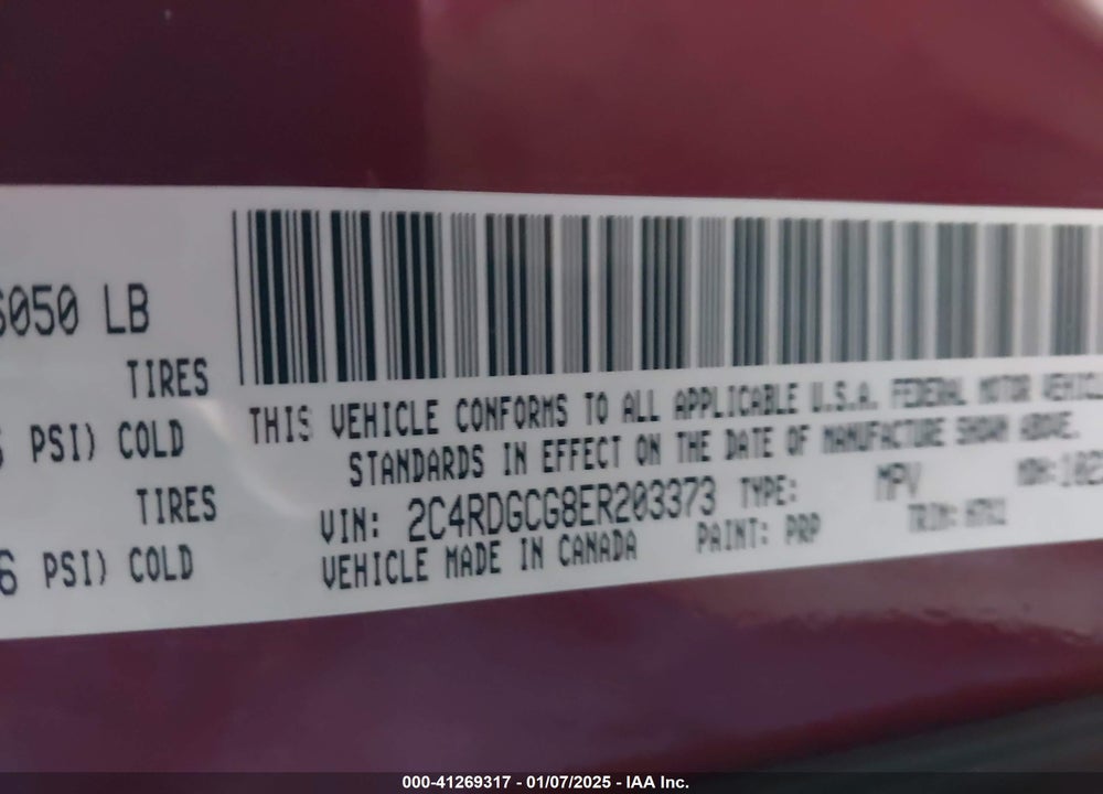 2014 DODGE GRAND CARAVAN SXT VIN: 2C4RDGCG8ER203373
