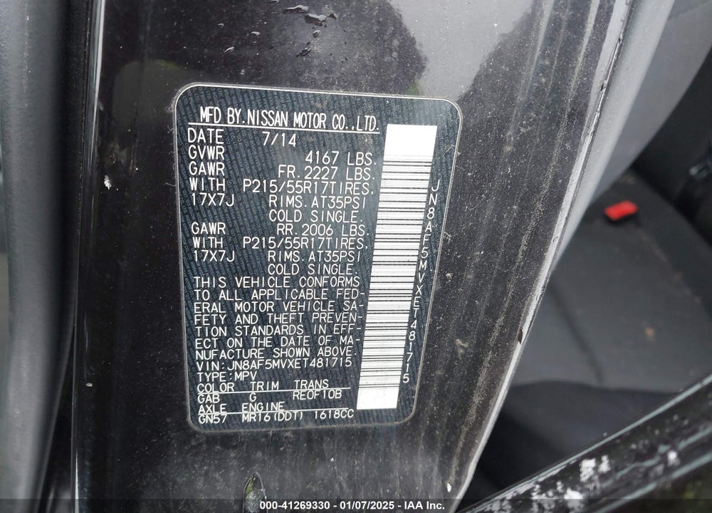 2014 NISSAN JUKE S VIN: JN8AF5MVXET481715