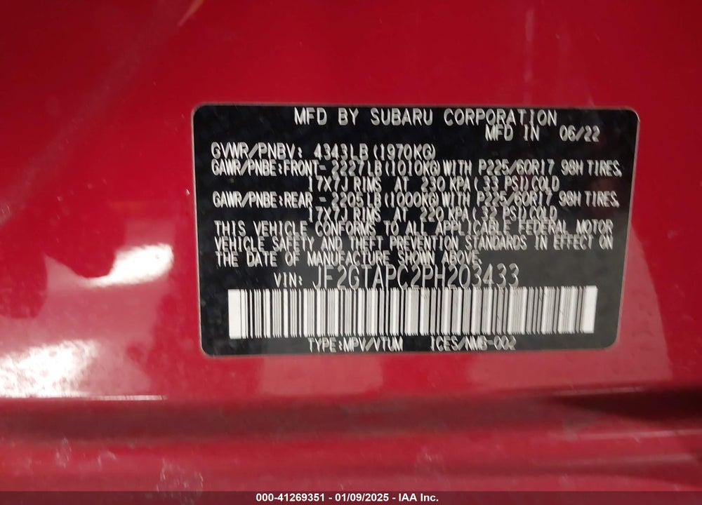 2023 SUBARU CROSSTREK PREMIUM VIN: JF2GTAPC2PH203433