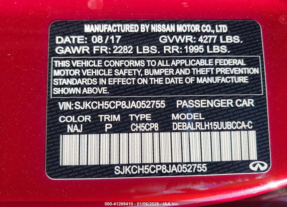 2018 INFINITI QX30 PREMIUM VIN: SJKCH5CP8JA052755
