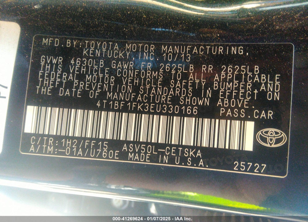 2014 TOYOTA CAMRY VIN: 4T1BF1FK3EU330166