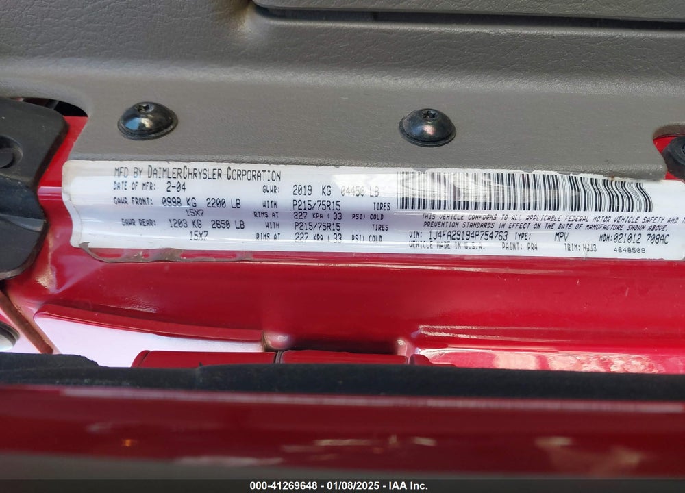 2004 JEEP WRANGLER SE VIN: 1J4FA29194P754763