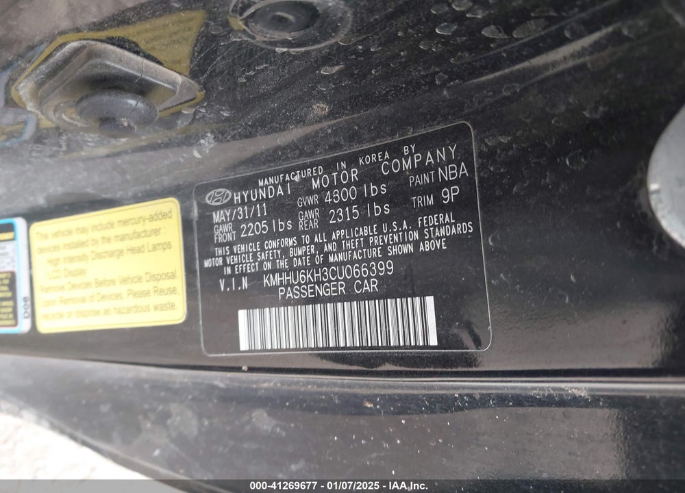 2012 HYUNDAI GENESIS COUPE VIN: KMHHU6KH3CU066399